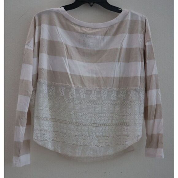 Free People Women's Sz XS Taupe/Pale Pink Oversized Lace Sheer Bottom Top $102 - Picture 2 of 8